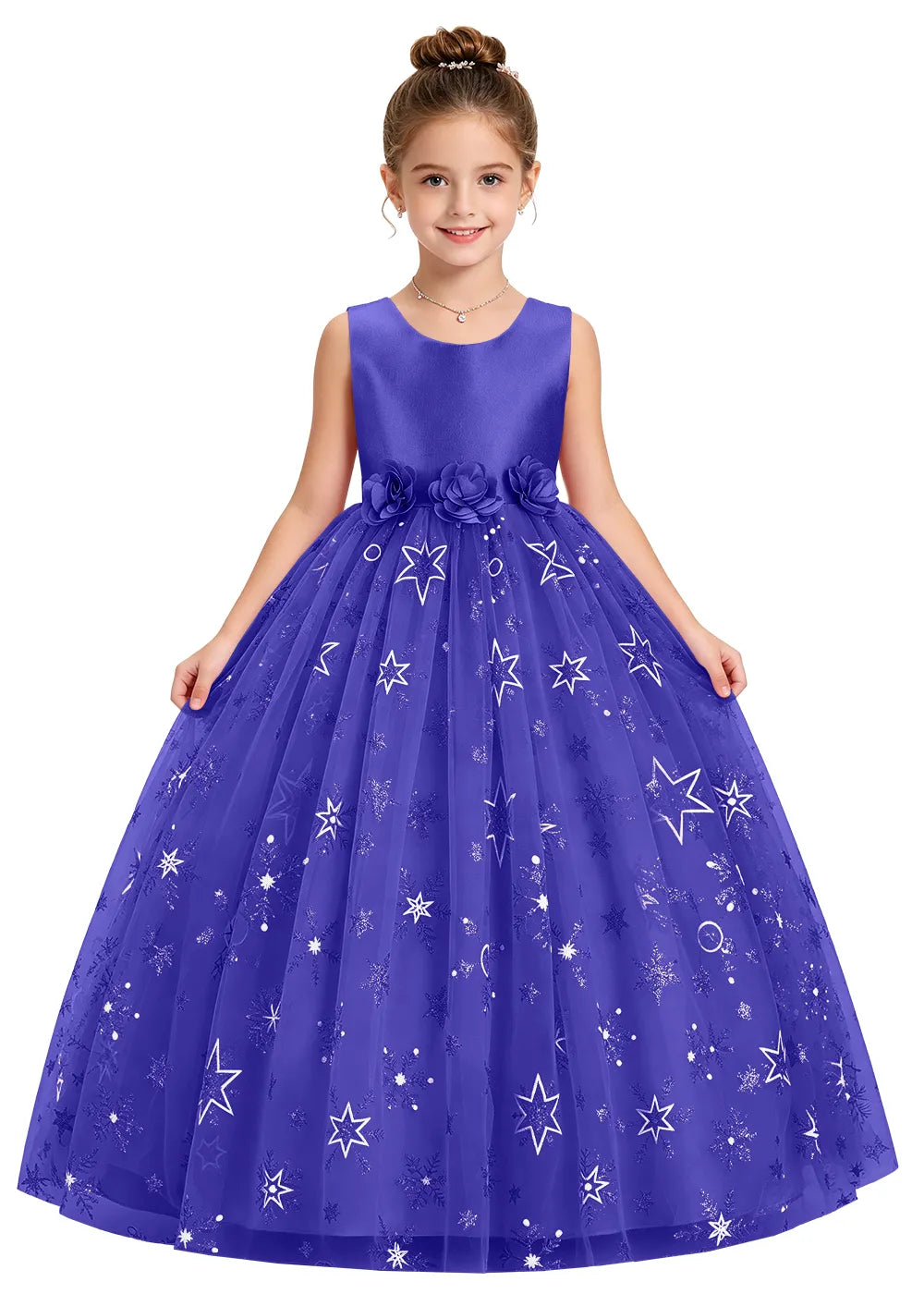 Bow Back Star Glitter Tulle Dress