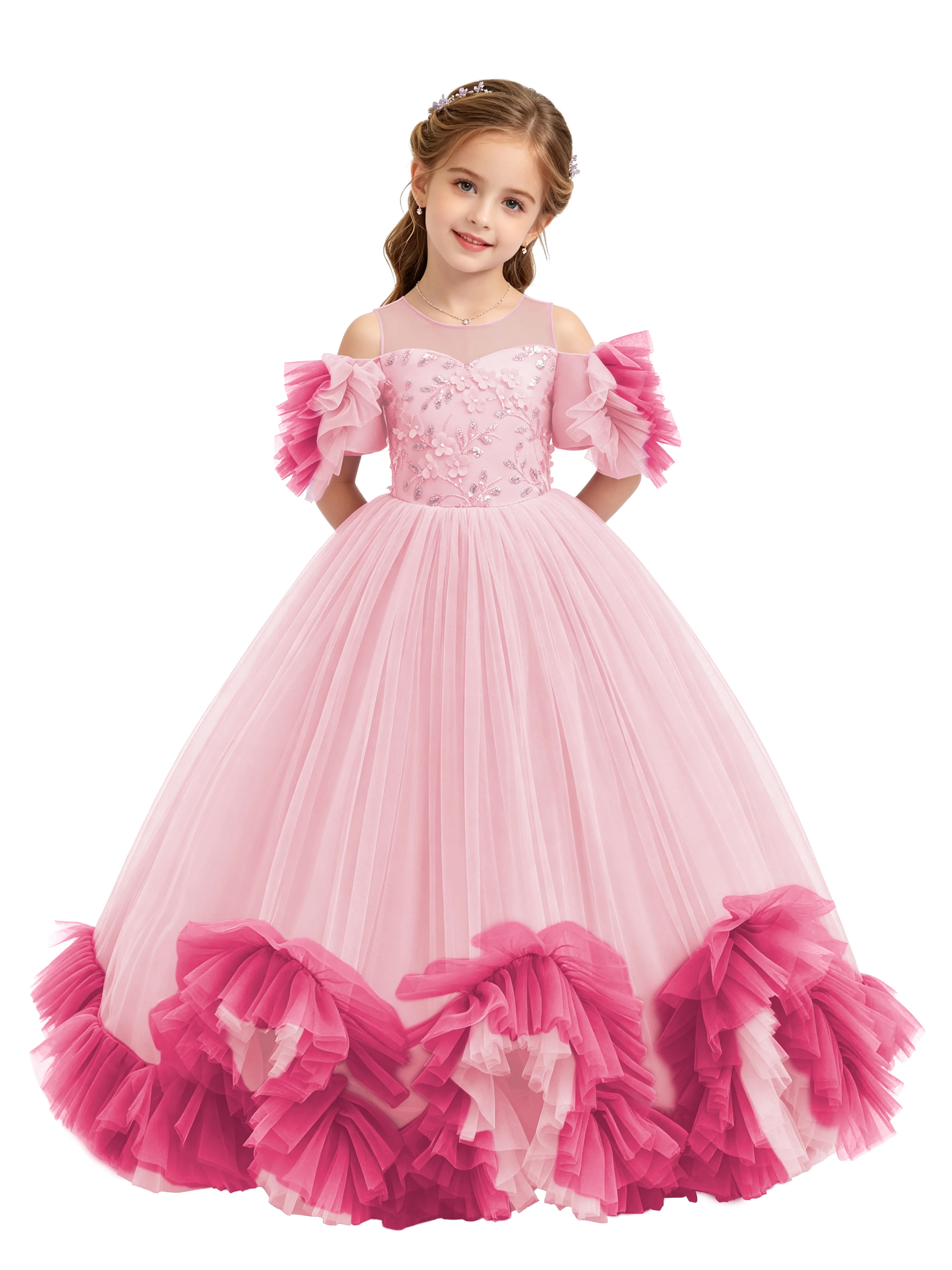 Ruffle Tulle Flower Girl Dress