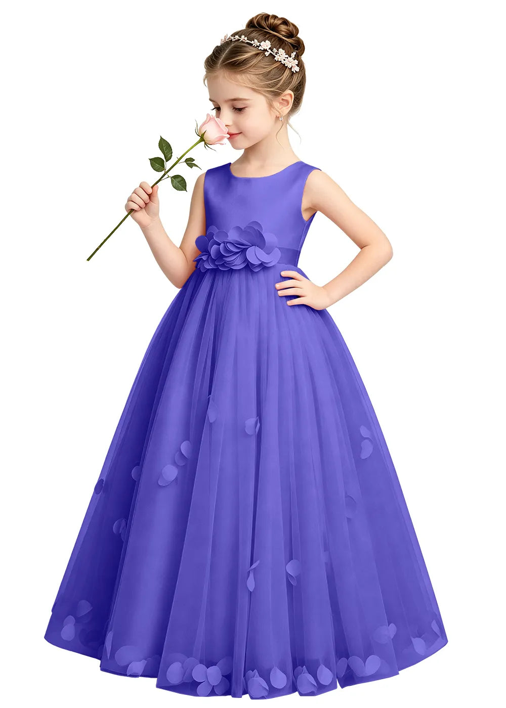 Soft Tulle Petal Girls Formal Dress