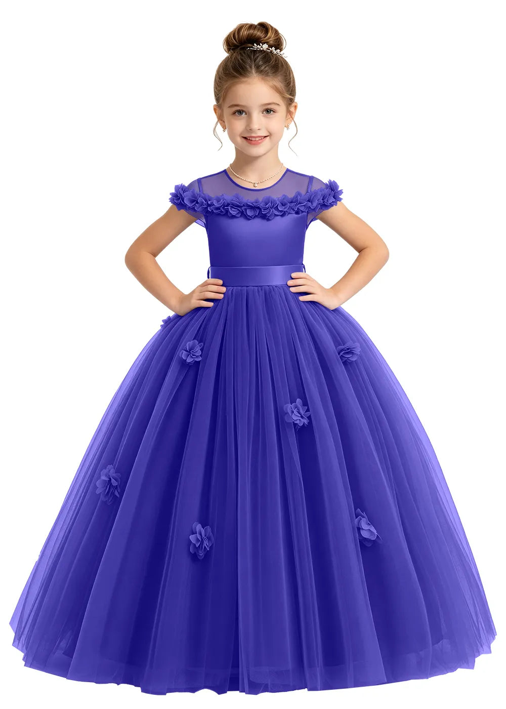 Illusion Neck Girls Princess Dress