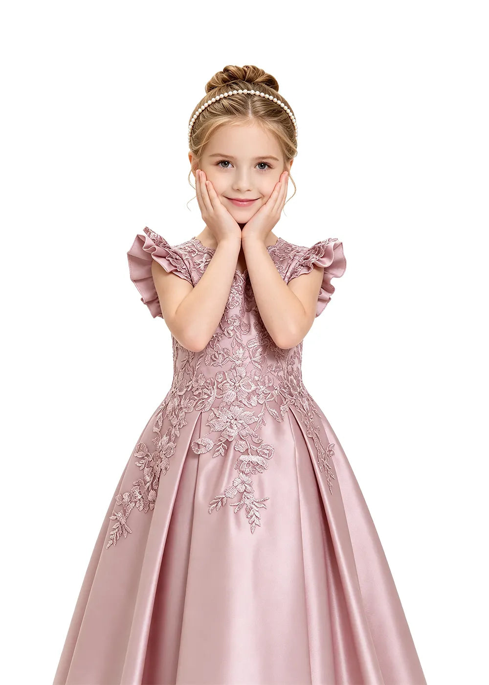 Bow Back Satin Flower Girl Dress