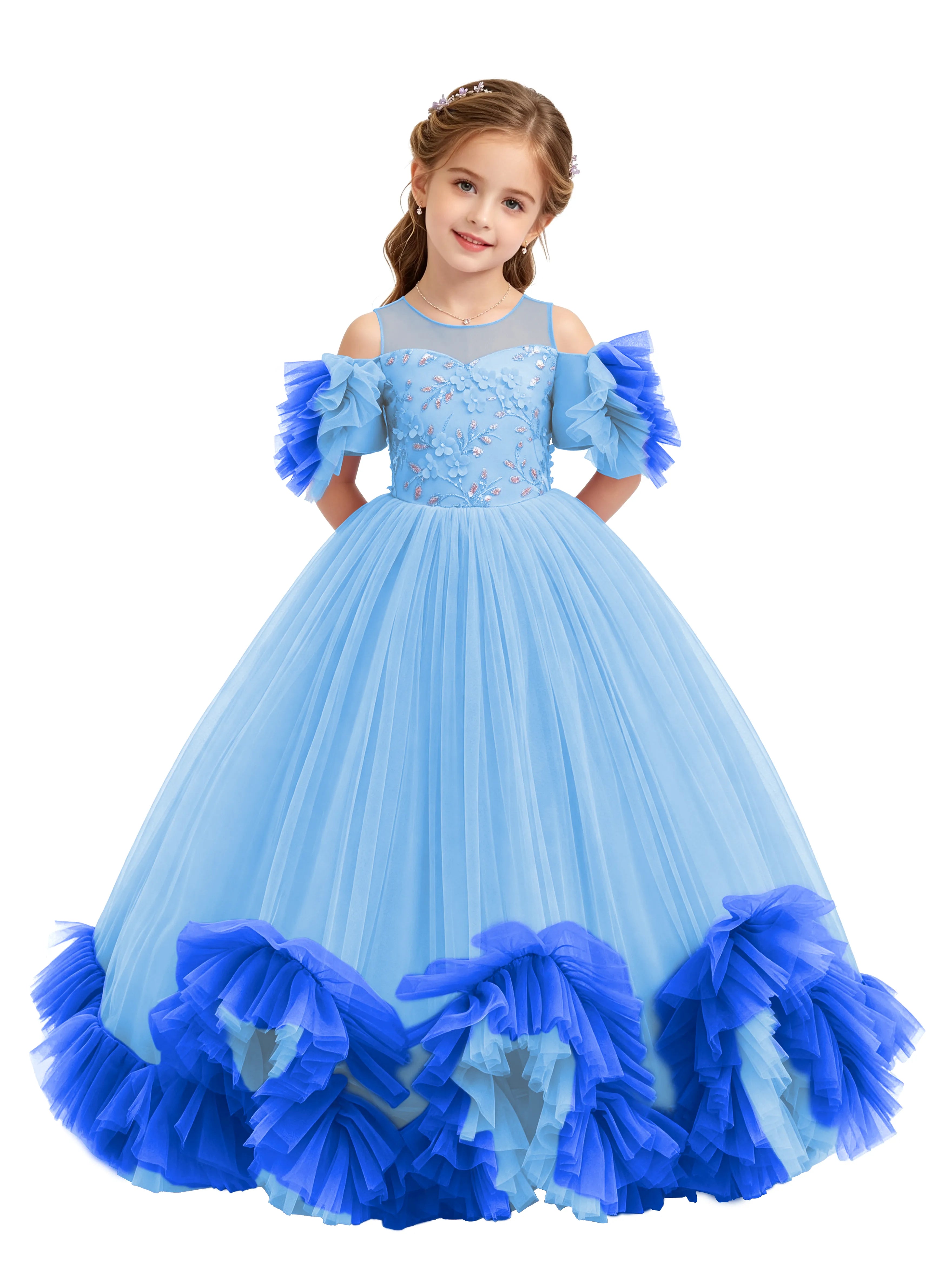 Ruffle Tulle Flower Girl Dress