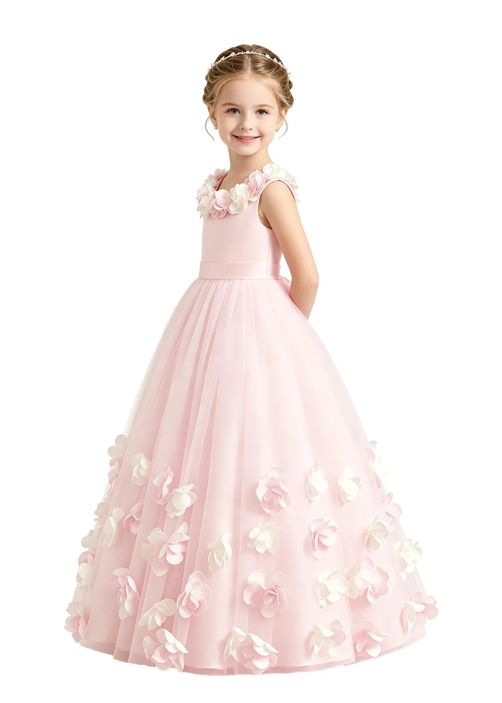 Petal Collar Flower Girl Ball Gown