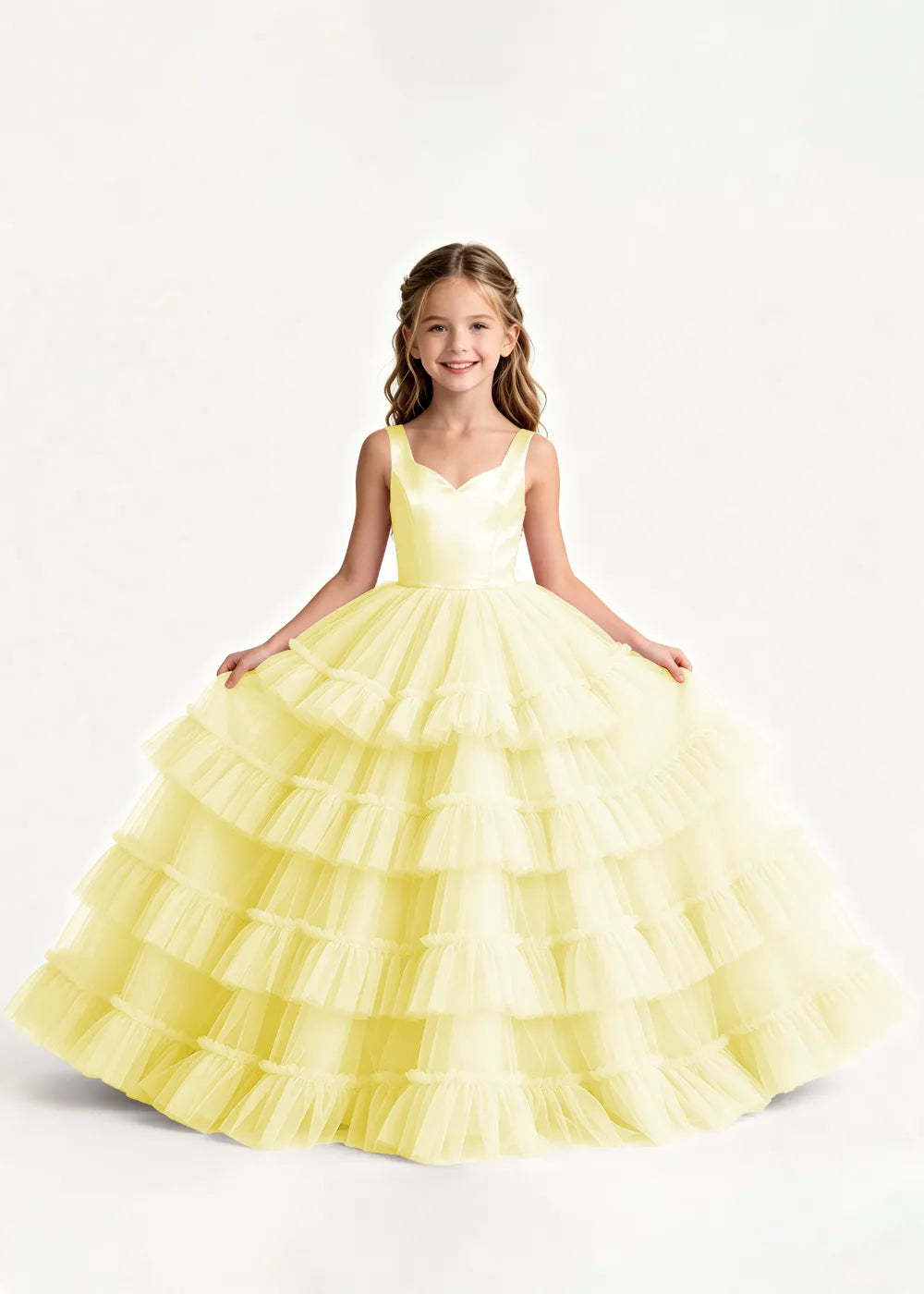 Elegant Princess Tulle Dress with Satin Bodice for Girls