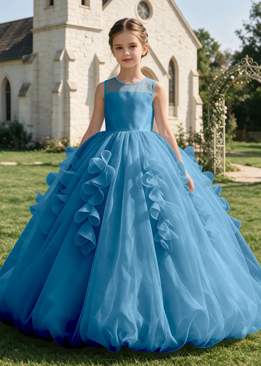 Sculpted Cascade Girls Pageant Dress