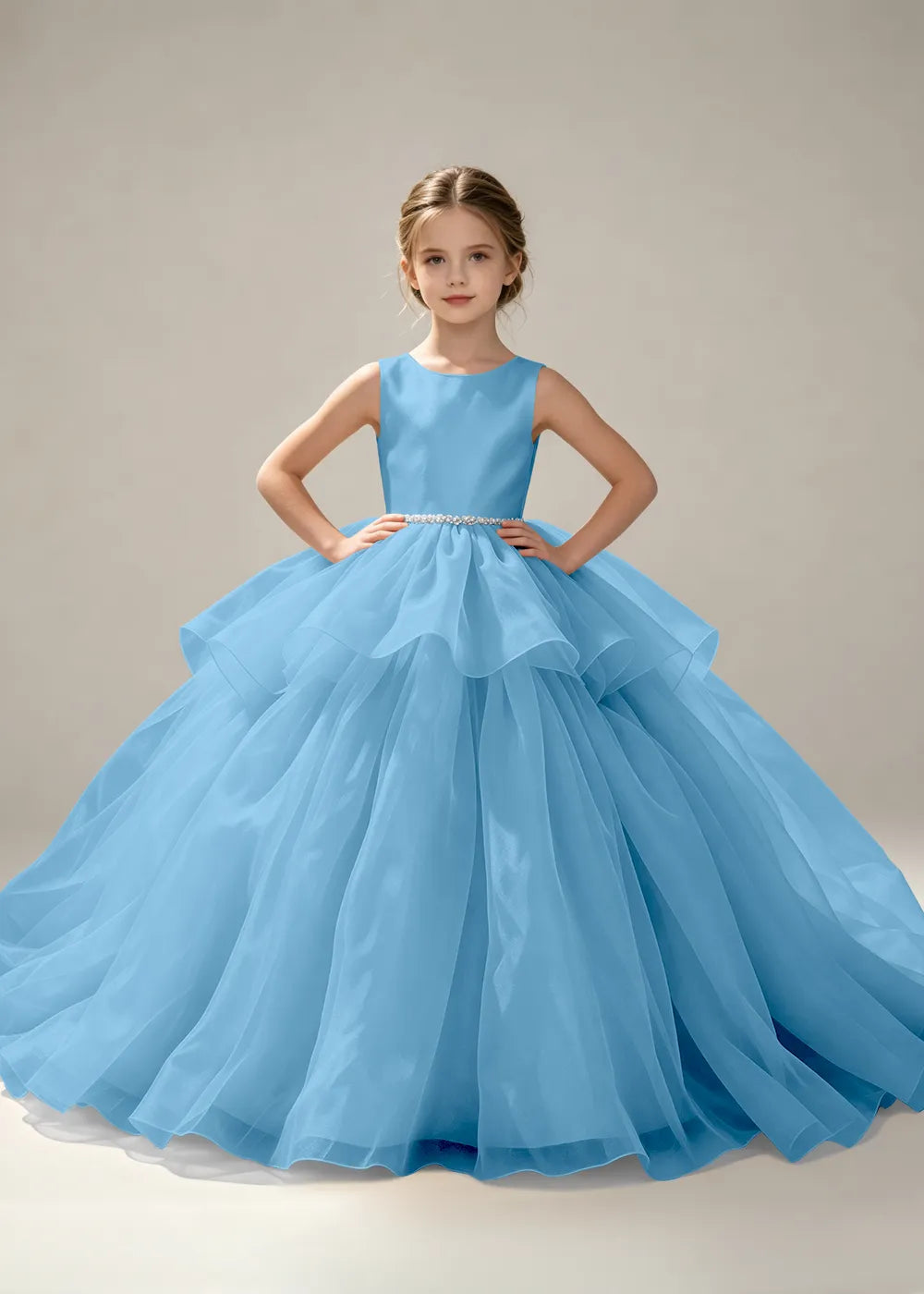 Pearl Waist Junior Bridesmaid Dress for Girls