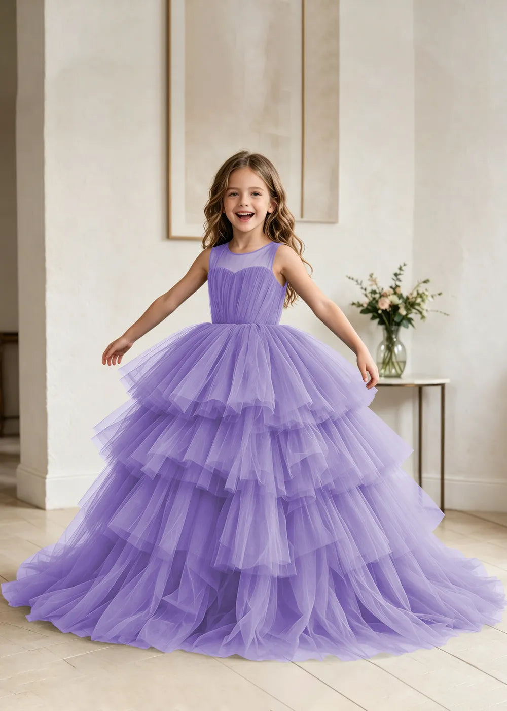 Classic Princess Ball Gown Dress with Full Tulle Skirt