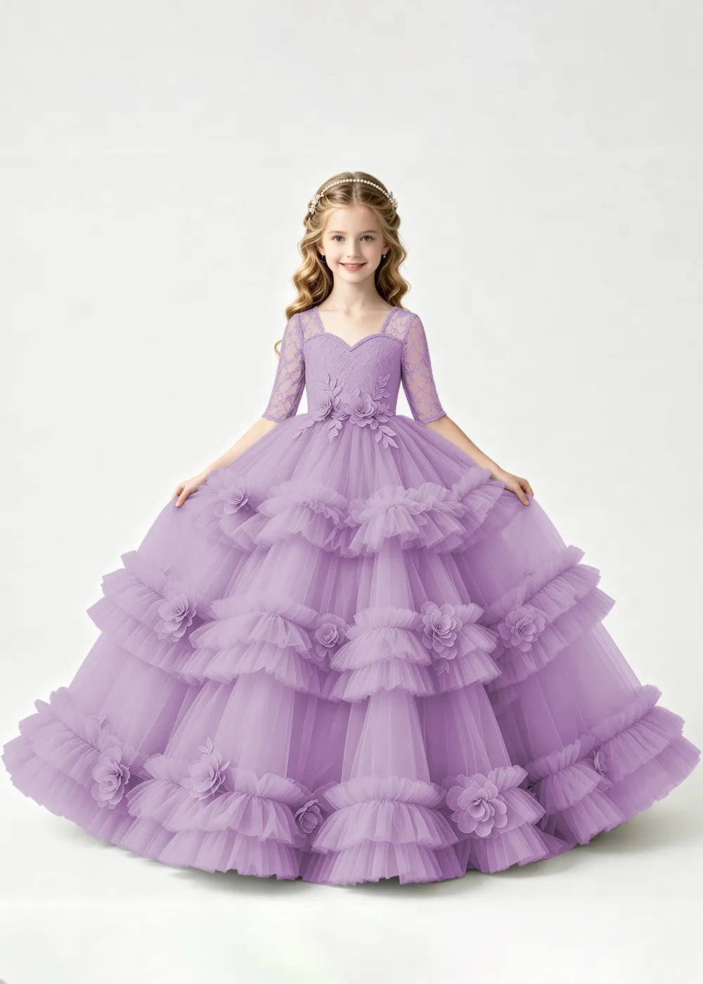 Luxury Tiered Tulle Occasion Dress for Girls