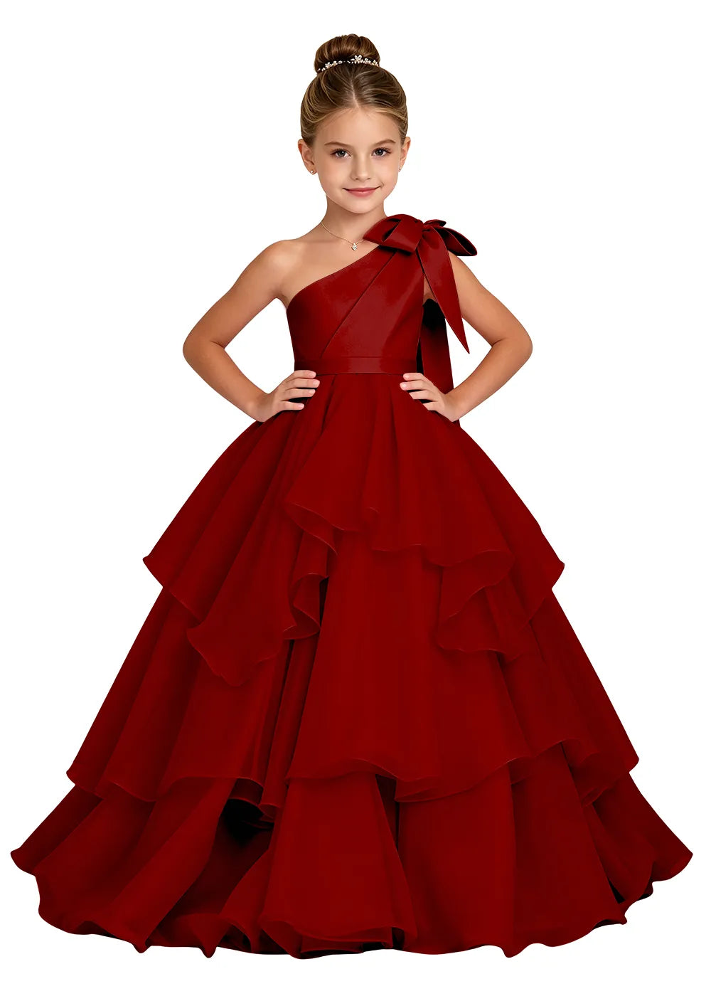 Asymmetric Bow Flower Girl Princess Gown