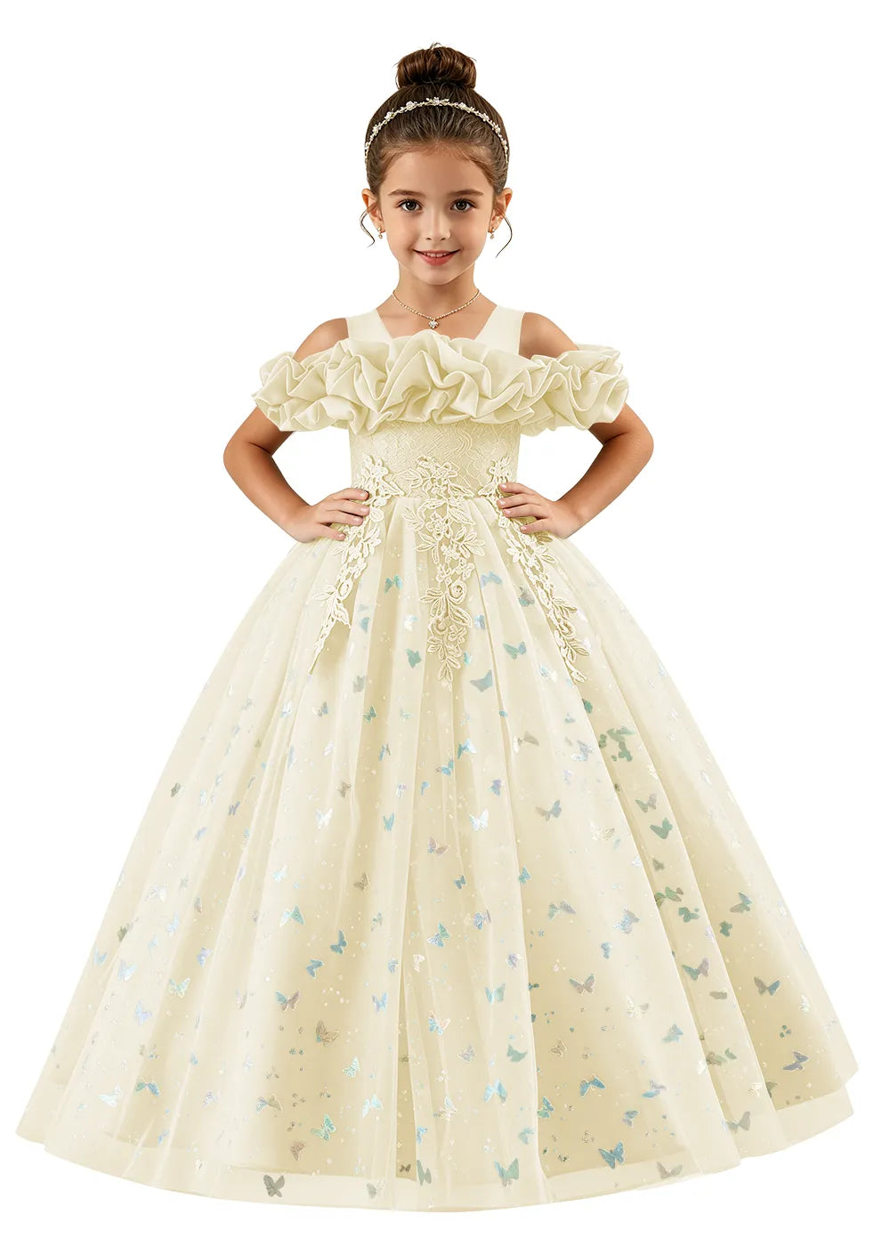 Spitzenkleid mit schulterfreiem Design