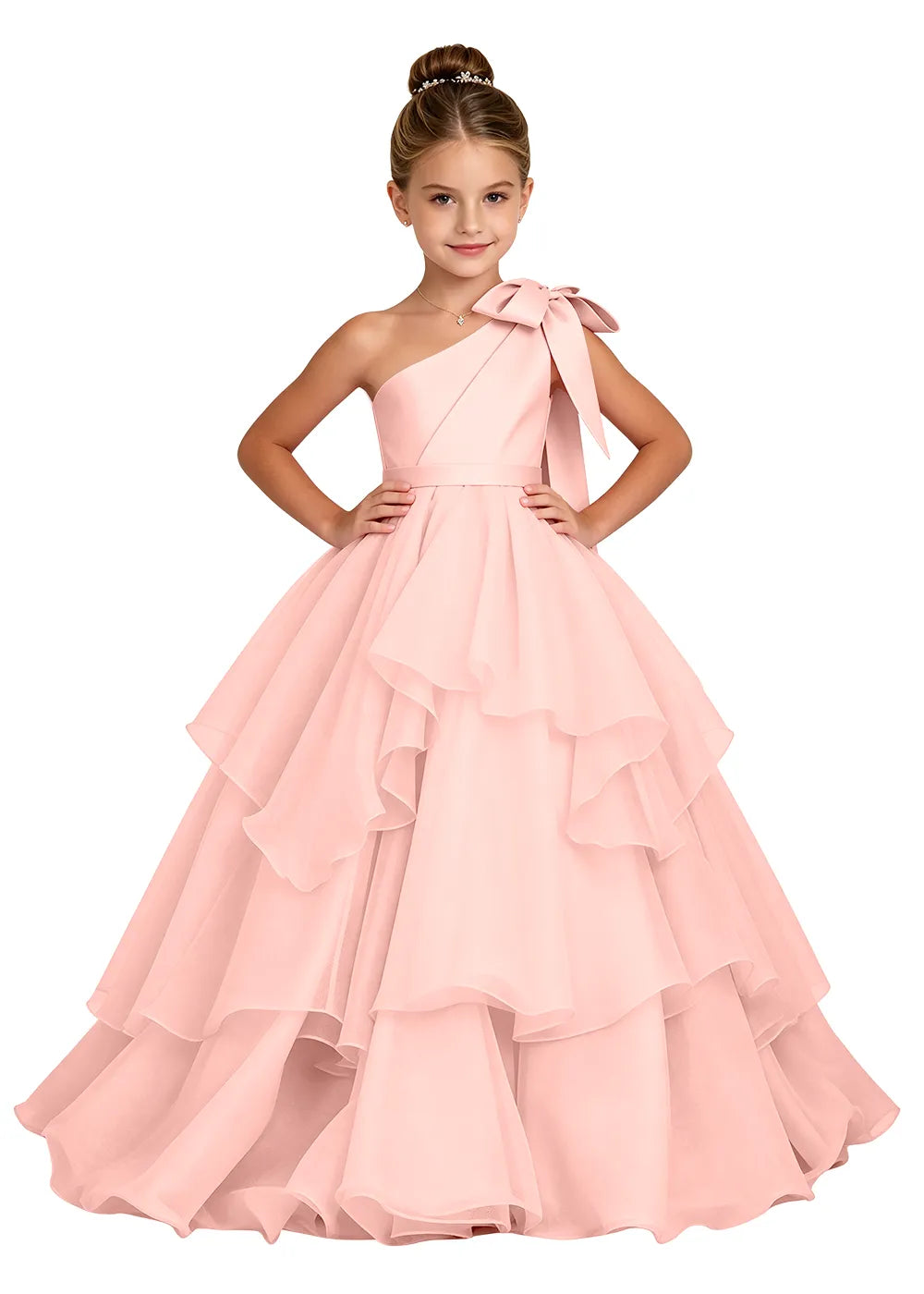 Asymmetric Bow Flower Girl Princess Gown