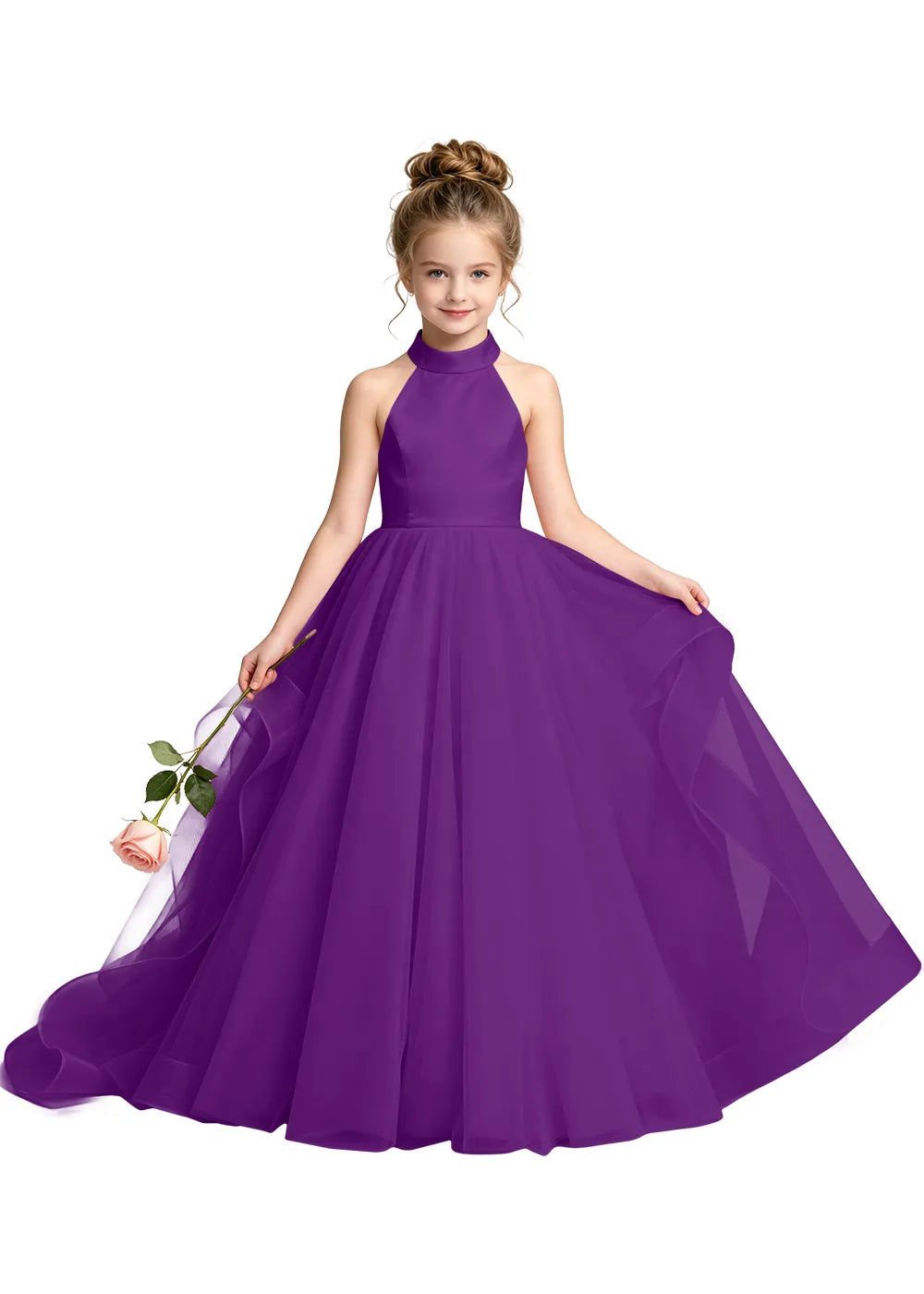 Satin Bodice Tulle Junior Bridesmaid Dress