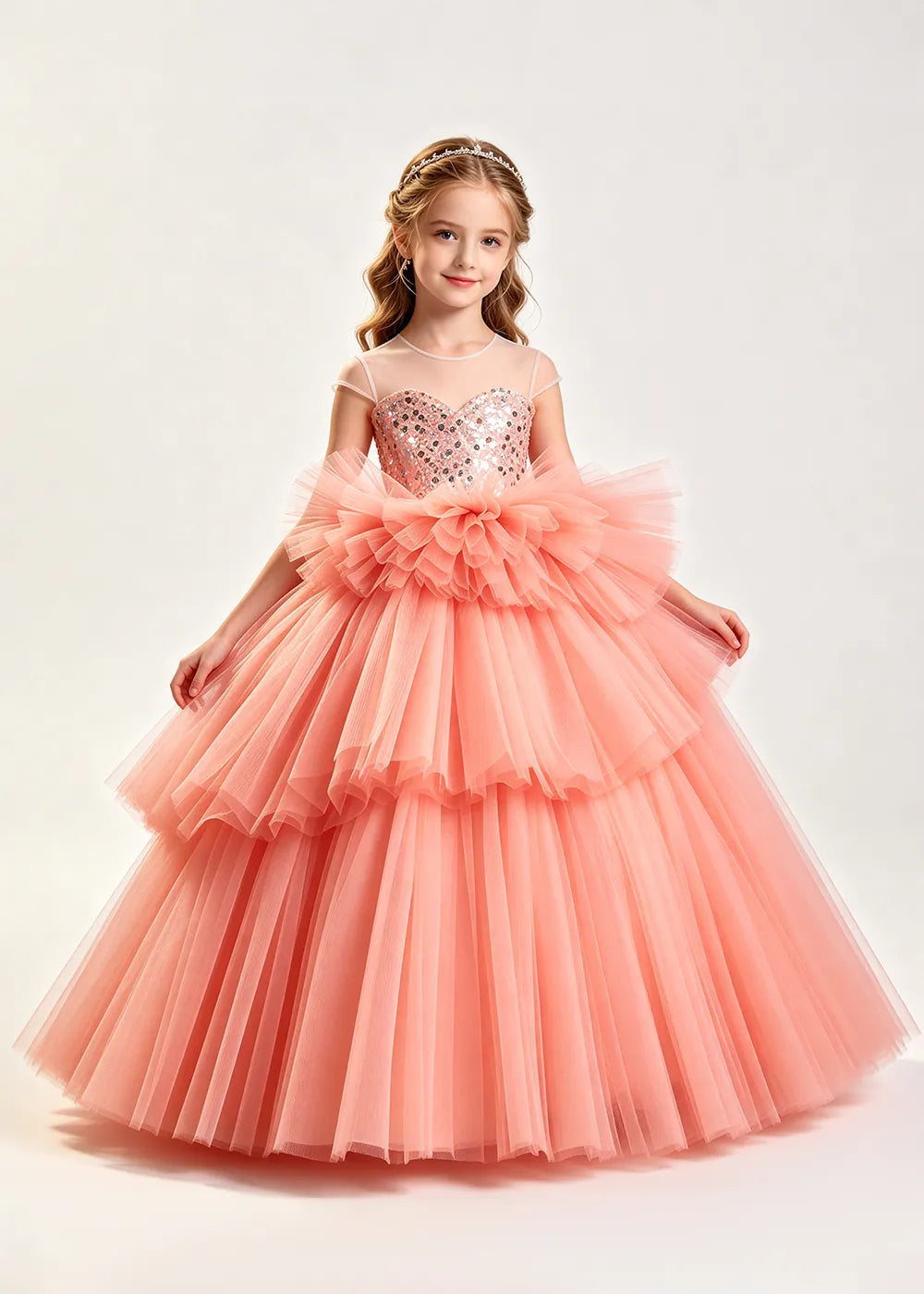 Vestido de princesa sin mangas de encaje