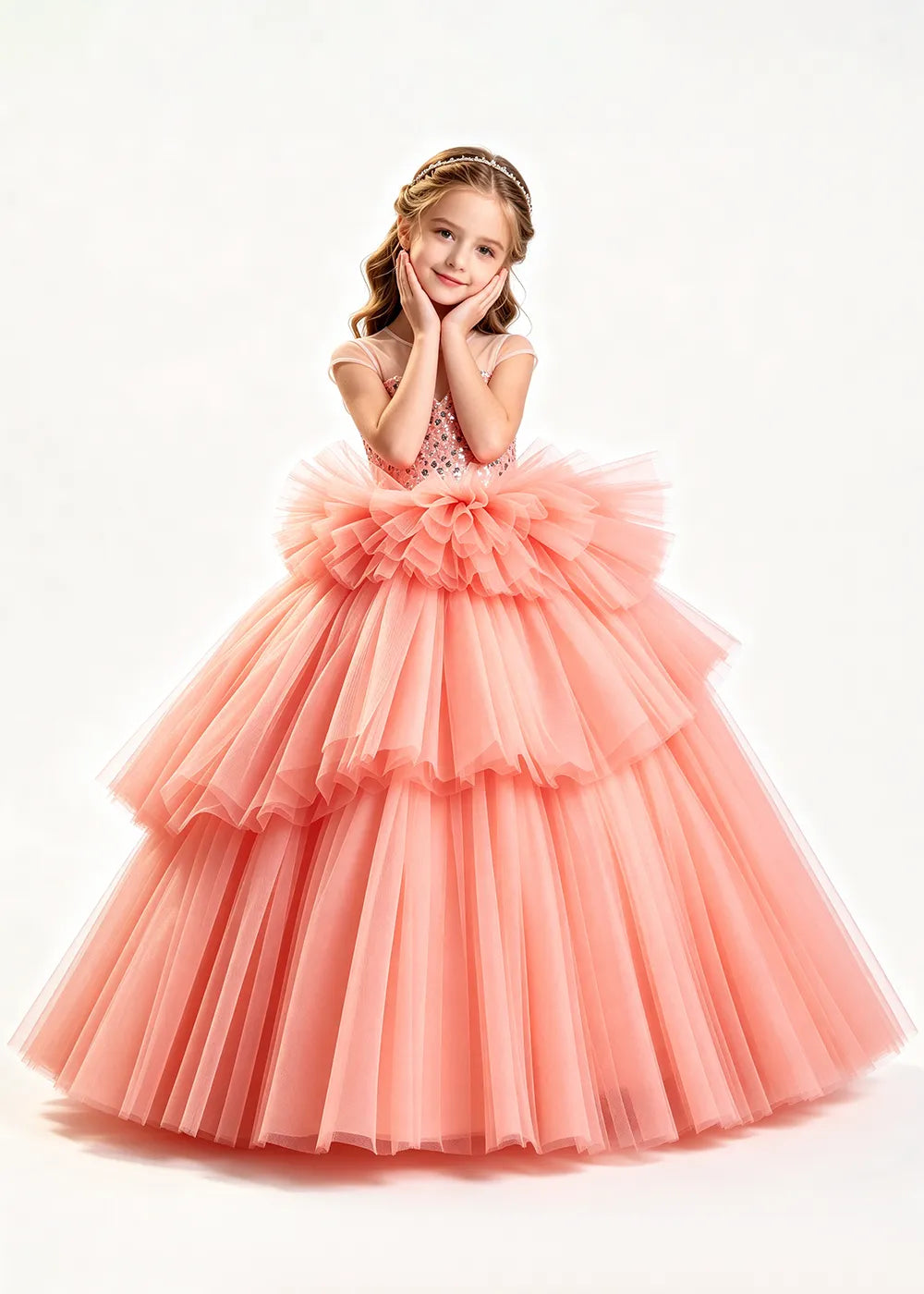 Vestido de princesa sin mangas de encaje