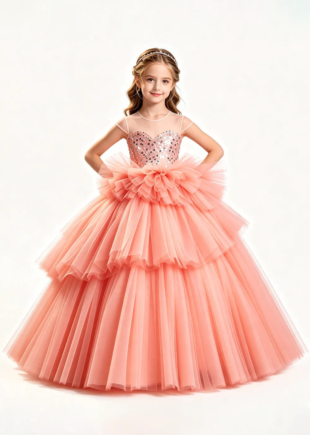 Vestido de princesa sin mangas de encaje