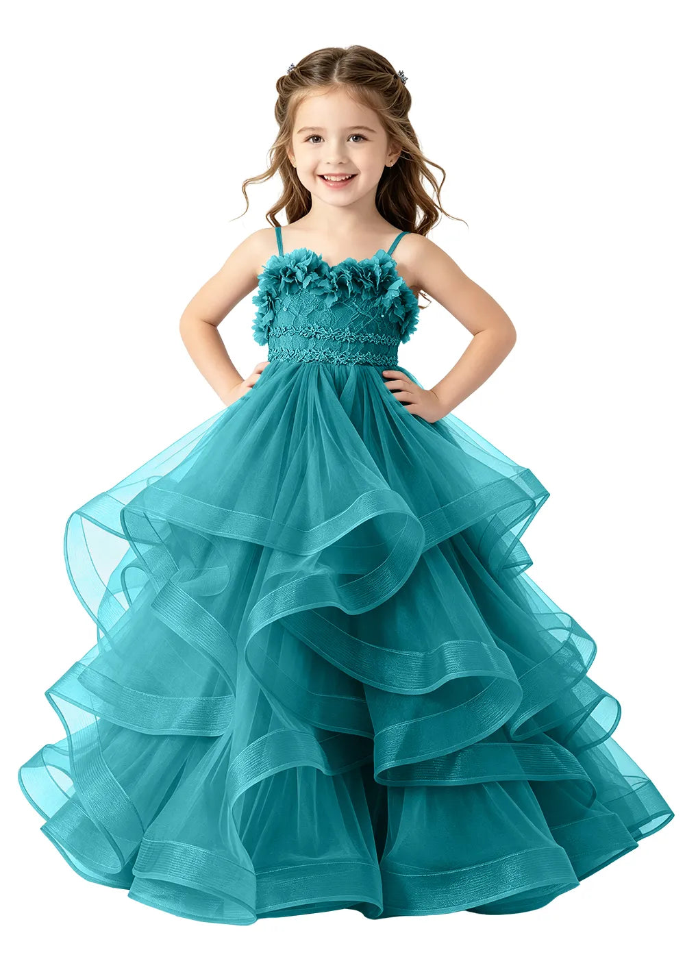 Lace-Up Back Girls Pageant Dress