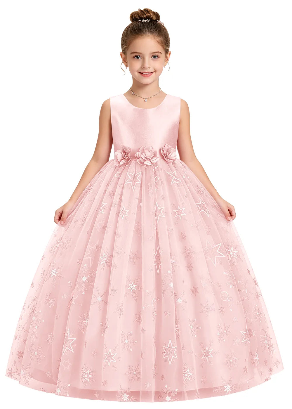 Bow Back Star Glitter Tulle Dress