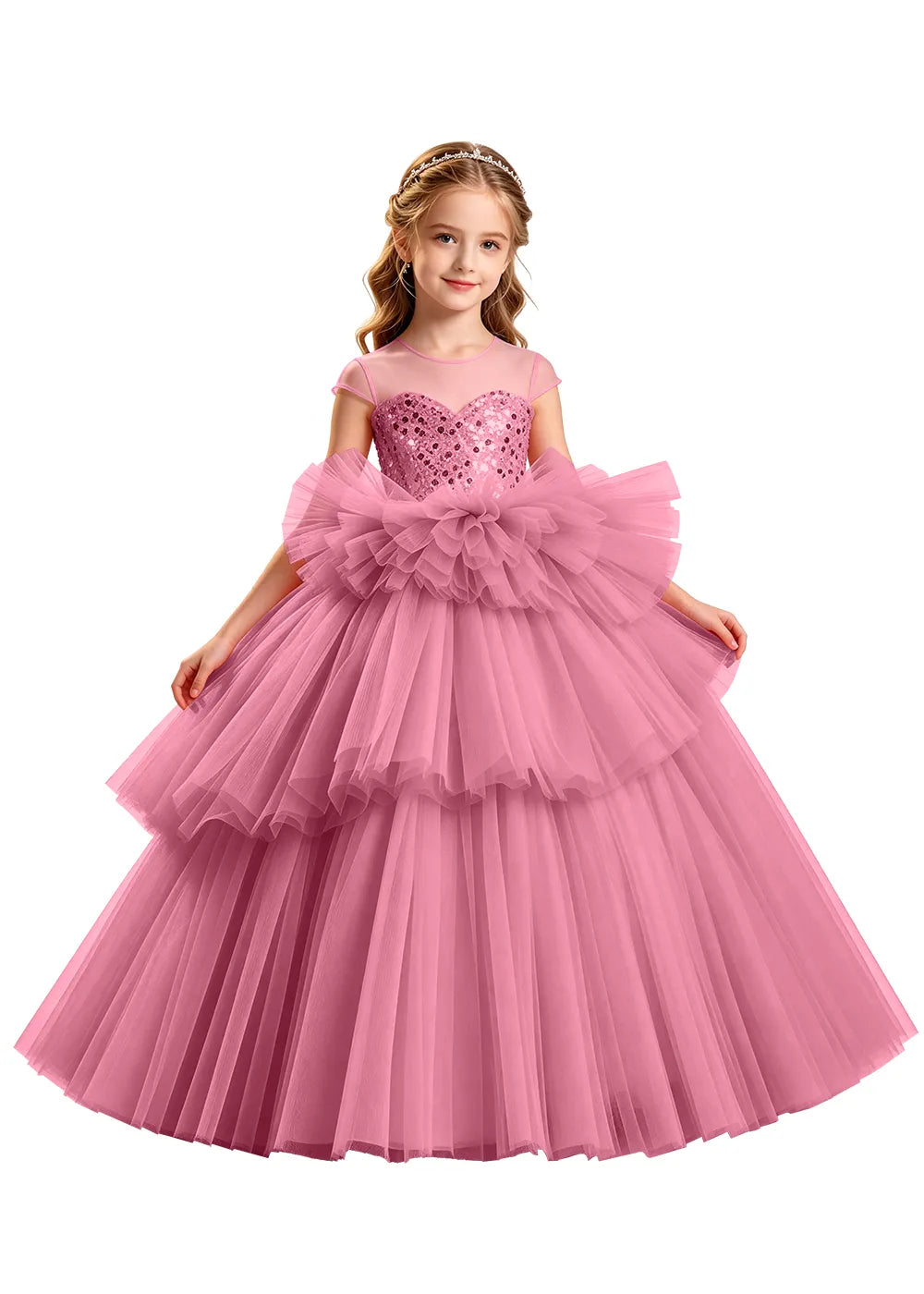 Vestido de princesa sin mangas de encaje