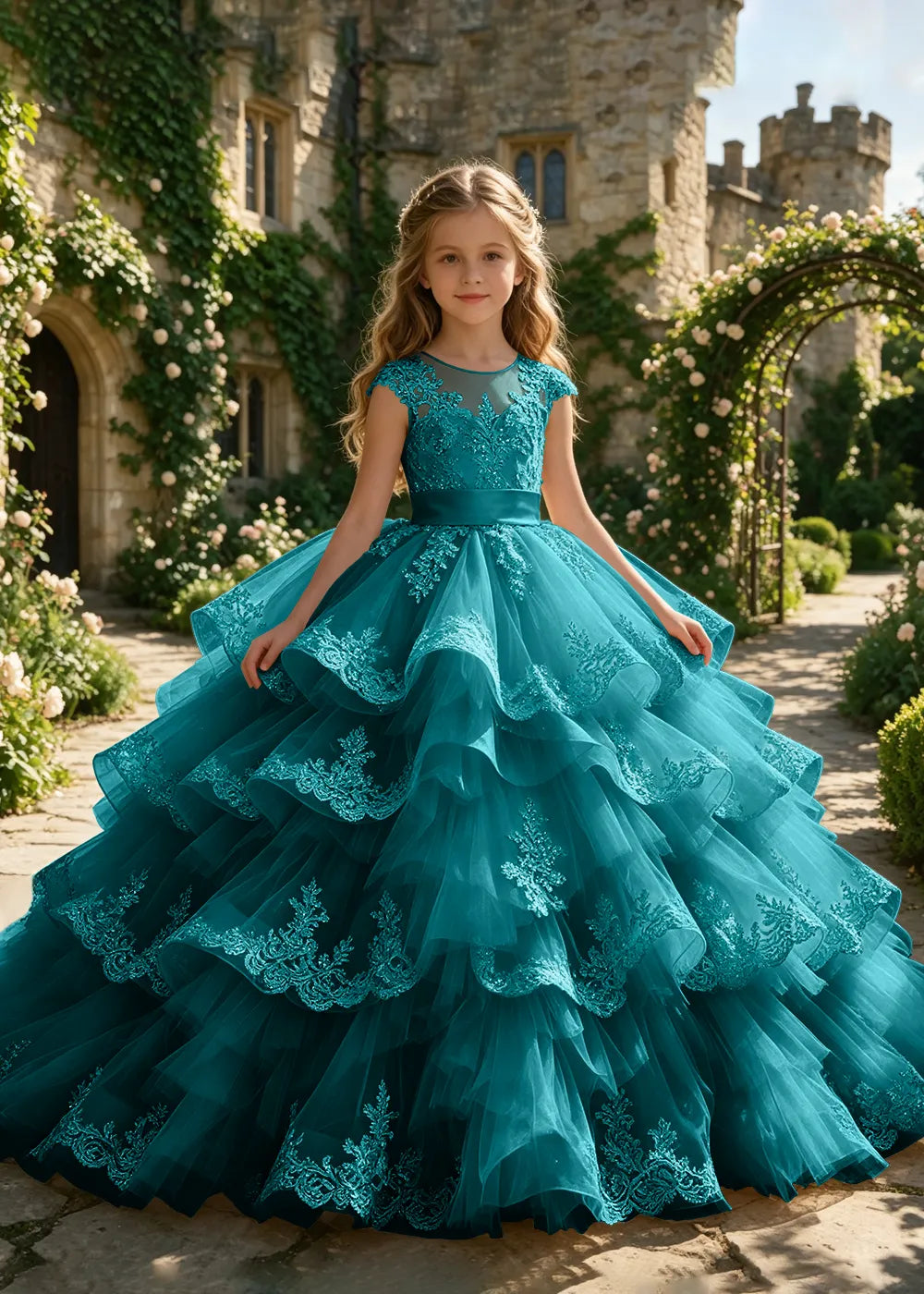 Illusion Cap Sleeve Junior Bridesmaid Dress