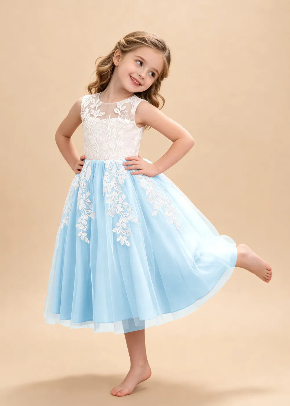 Vestido de princesa sin mangas de encaje