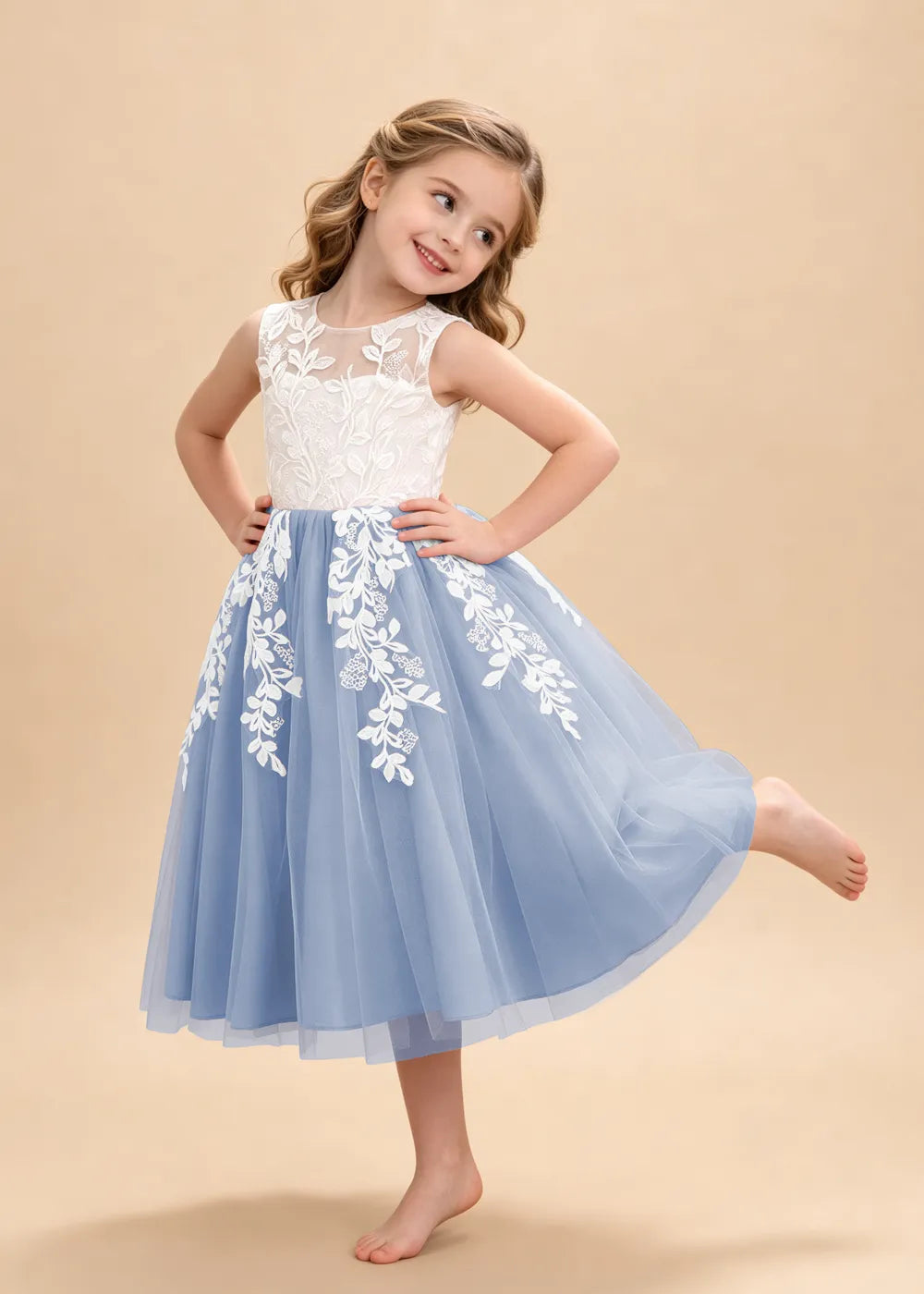 Vestido de princesa sin mangas de encaje
