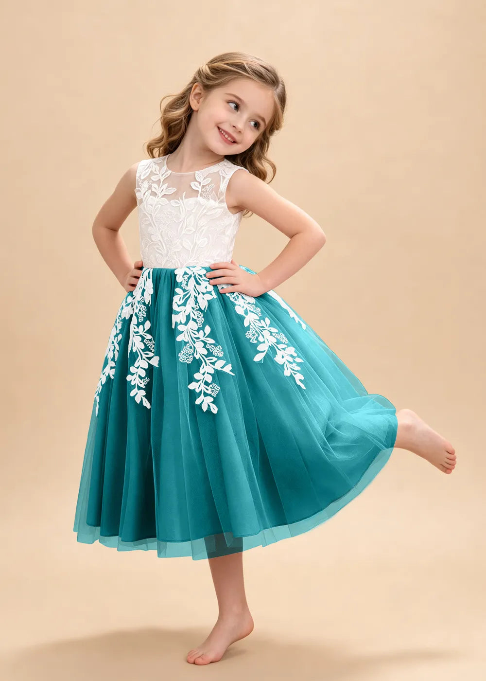 Vestido de princesa sin mangas de encaje