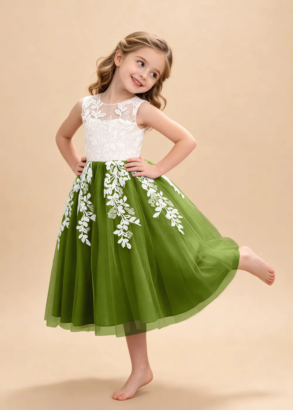 Vestido de princesa sin mangas de encaje