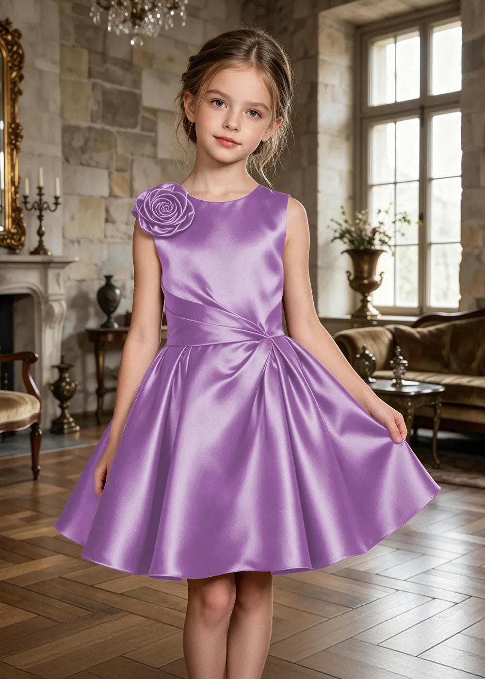 Aurelia Sculpted Rose Satin Party Dress