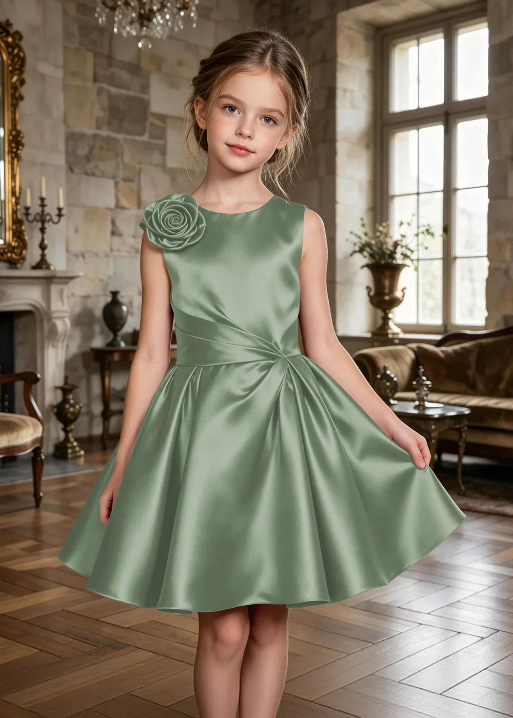 Aurelia Sculpted Rose Satin Party Dress