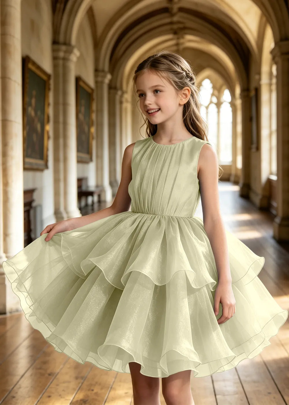 Girls Tiered Organza Special Occasion Dress