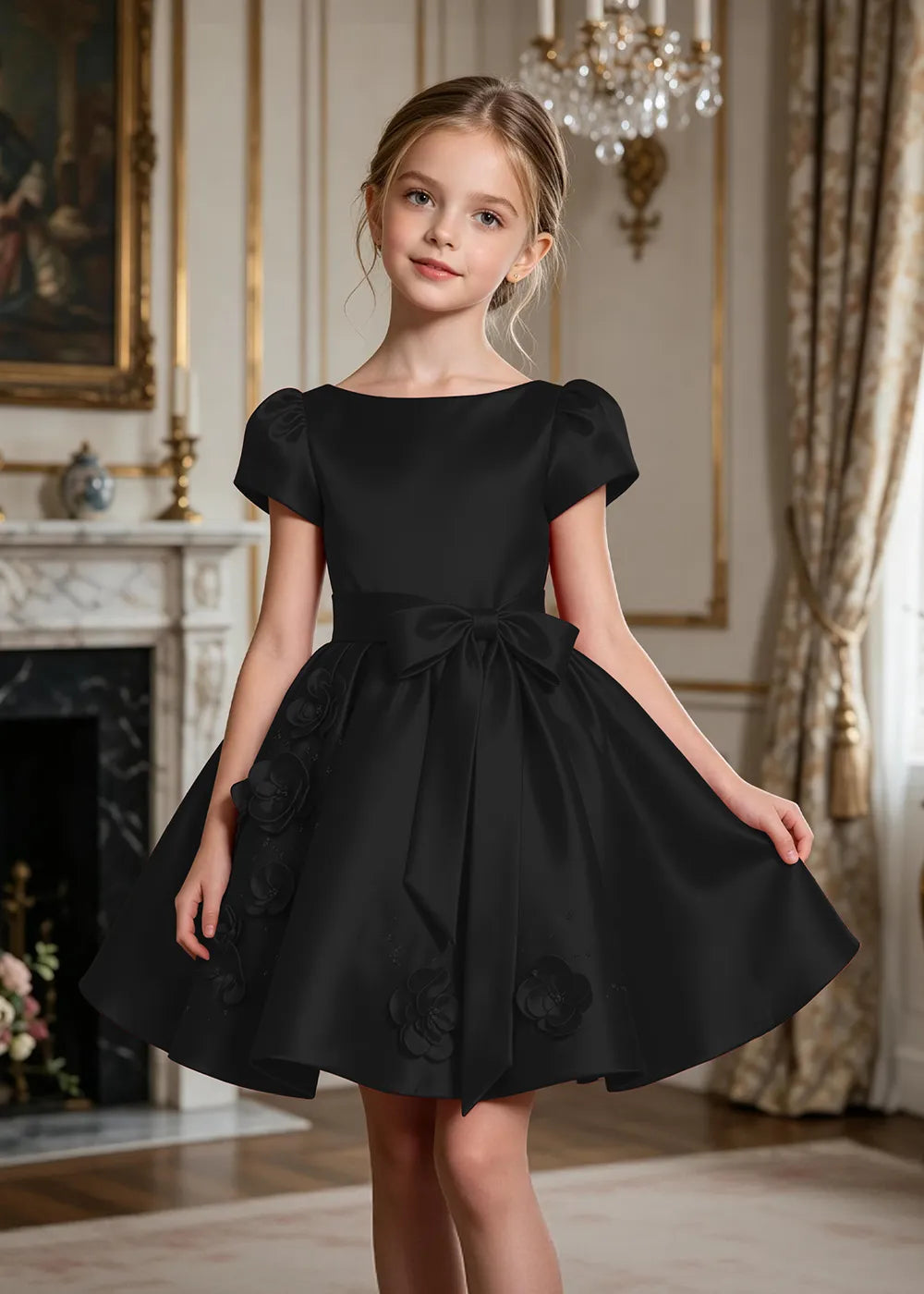 Scarlett Bow Satin Party Dress for Girls