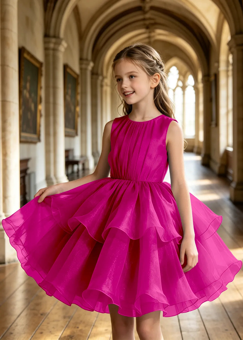 Girls Tiered Organza Special Occasion Dress