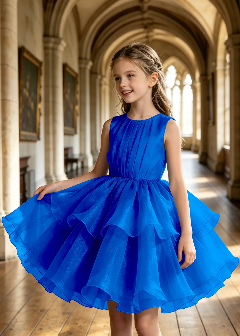 Girls Tiered Organza Special Occasion Dress