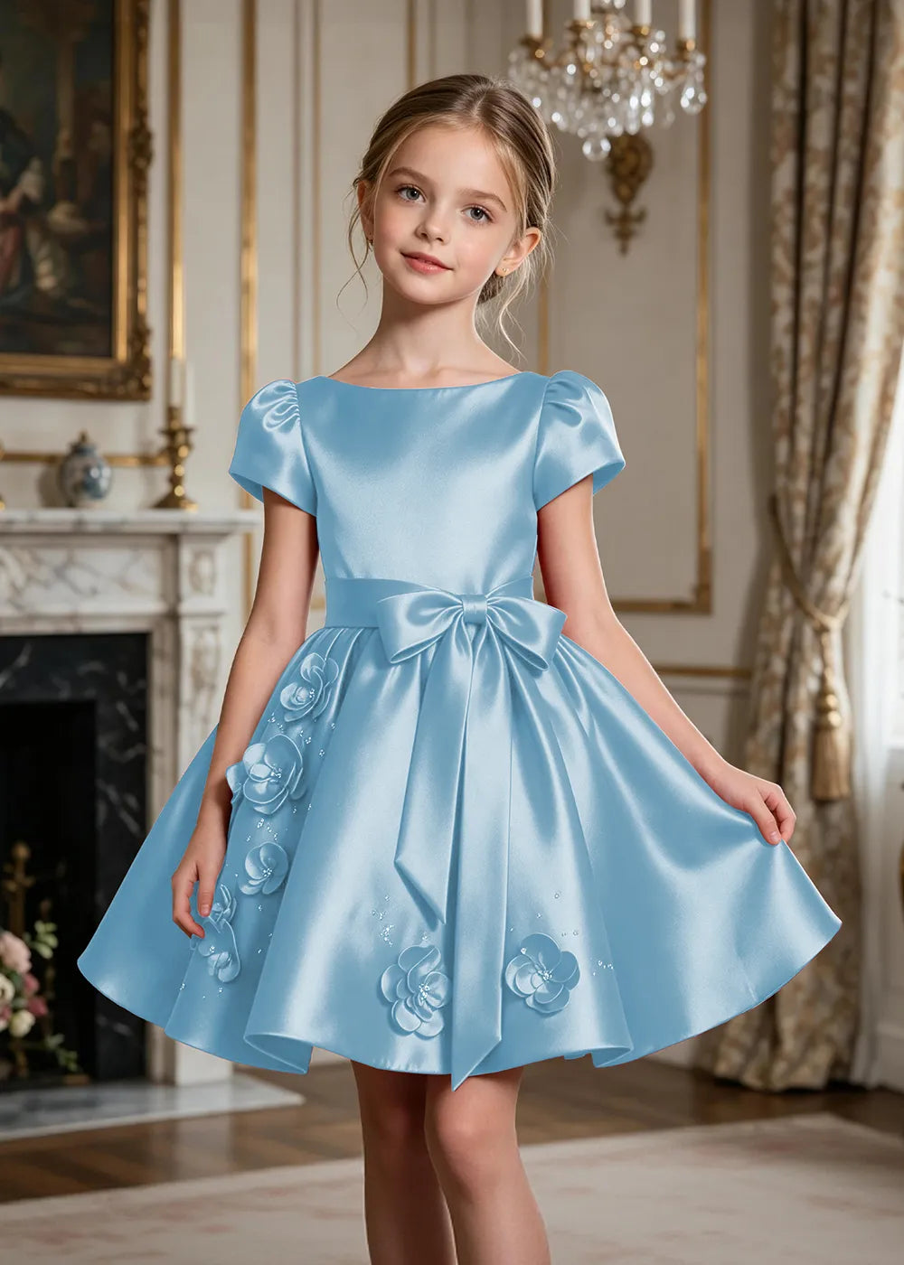 Scarlett Bow Satin Party Dress for Girls