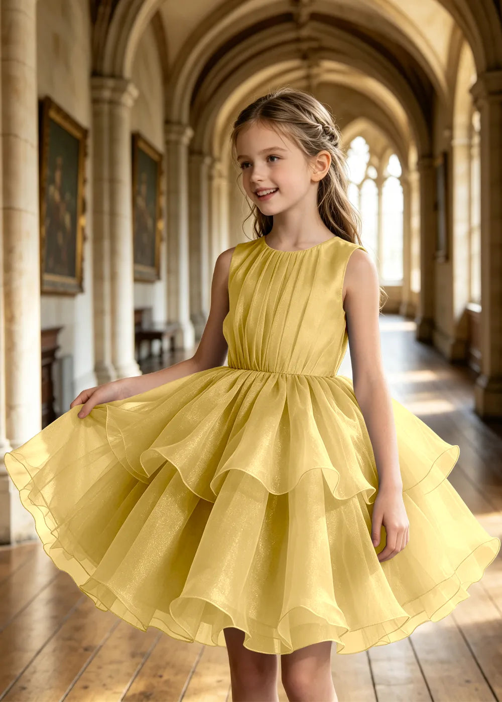 Girls Tiered Organza Special Occasion Dress