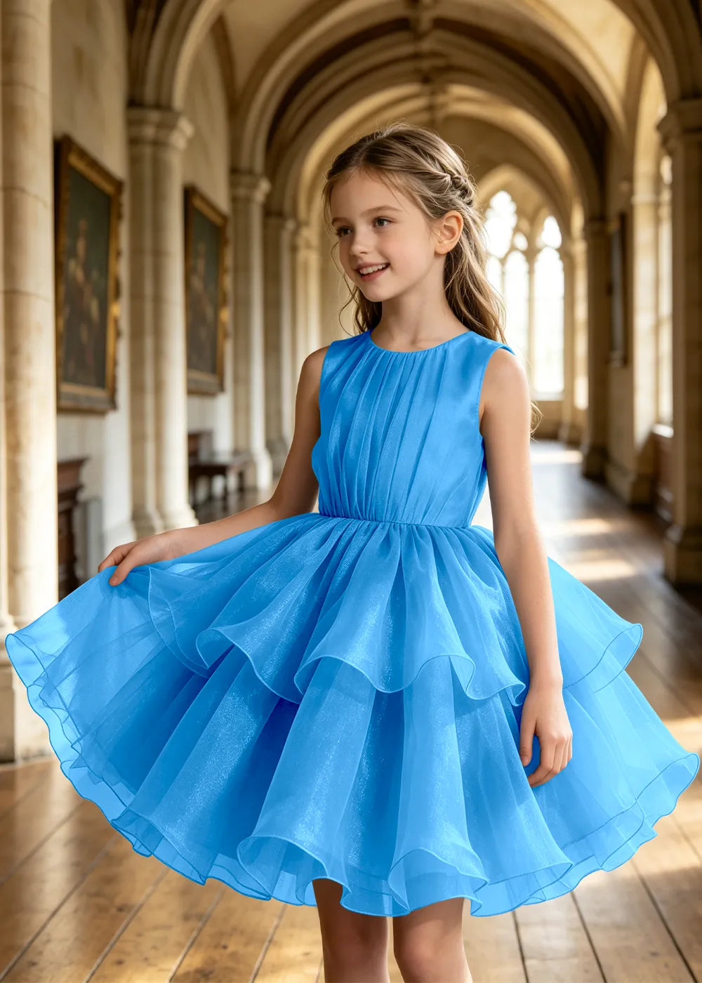 Girls Tiered Organza Special Occasion Dress