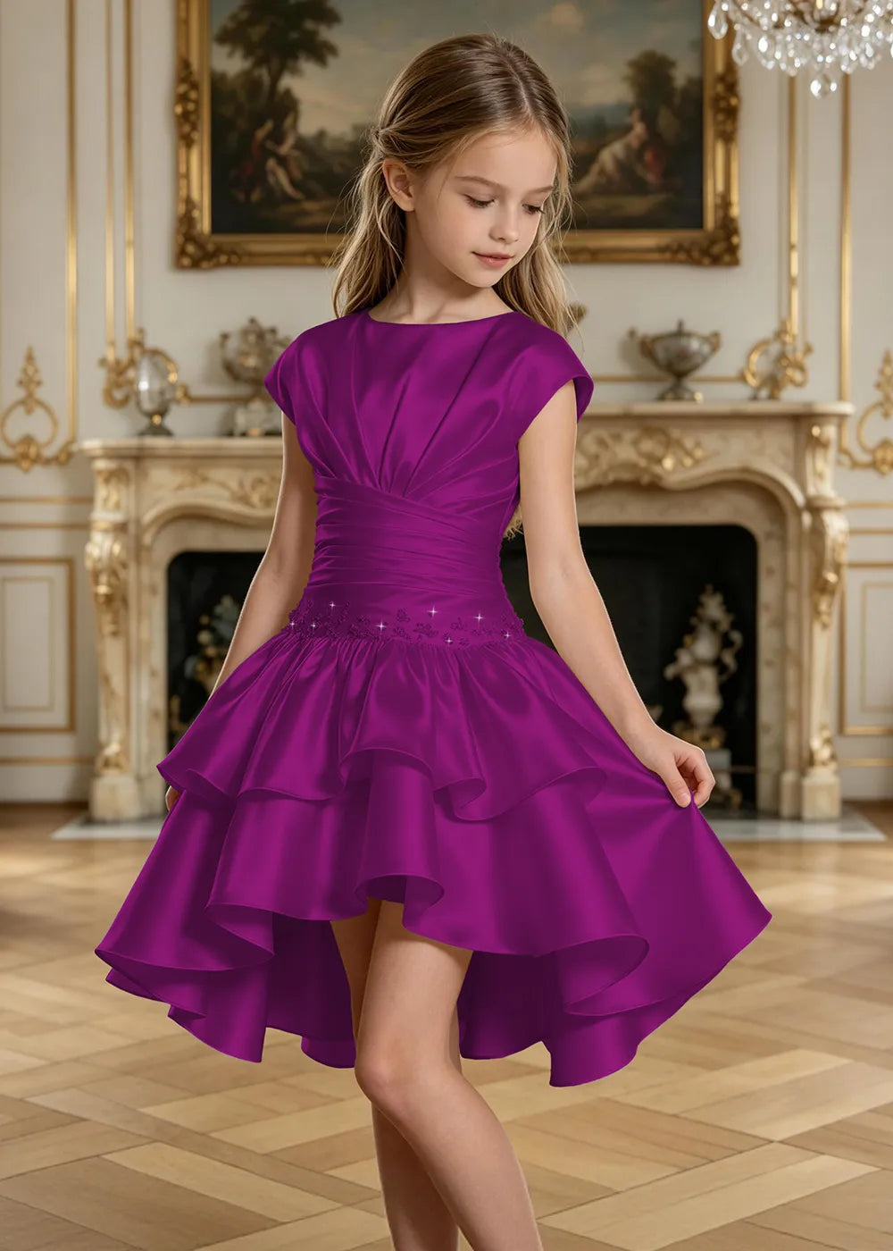 Rosamund Asymmetric Ruffle Junior Formal Dress