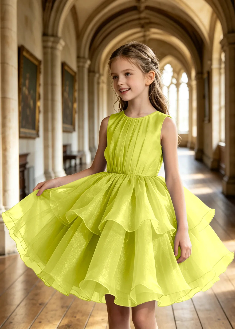 Girls Tiered Organza Special Occasion Dress