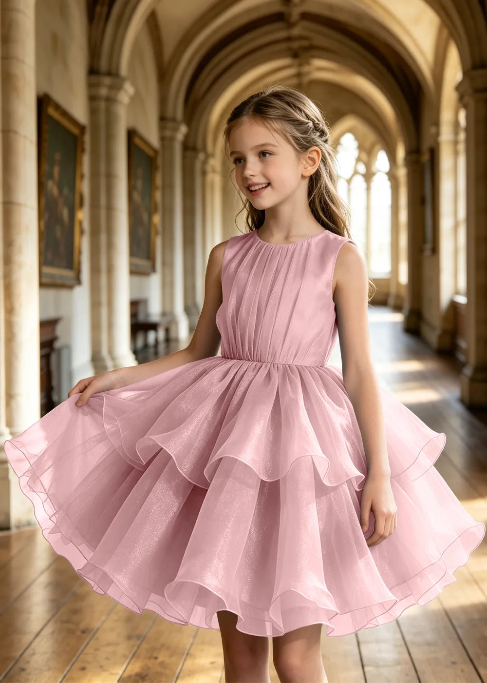 Girls Tiered Organza Special Occasion Dress