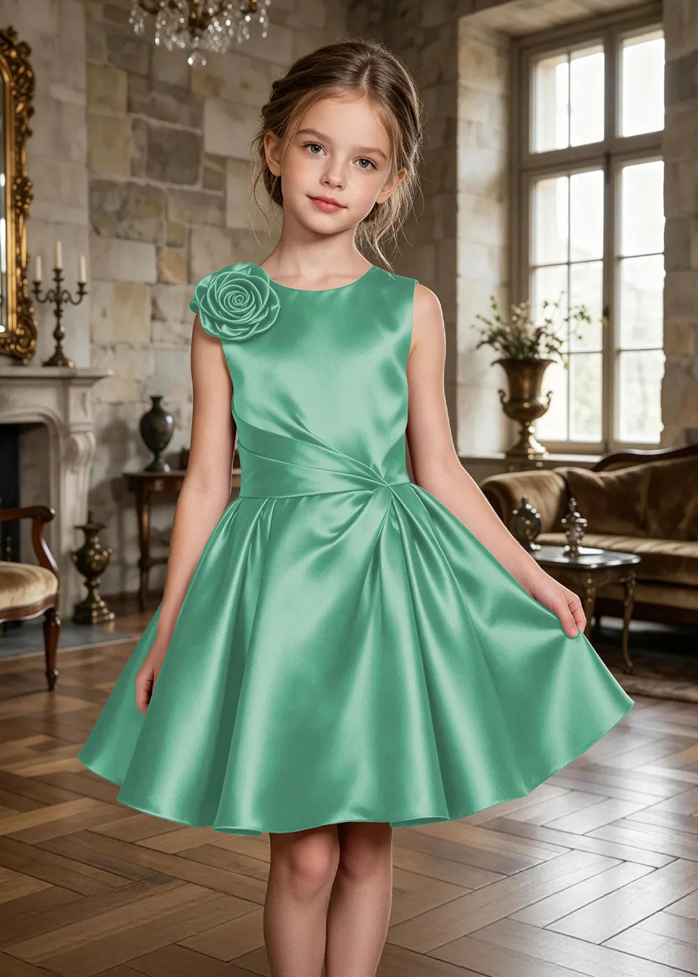 Aurelia Sculpted Rose Satin Party Dress