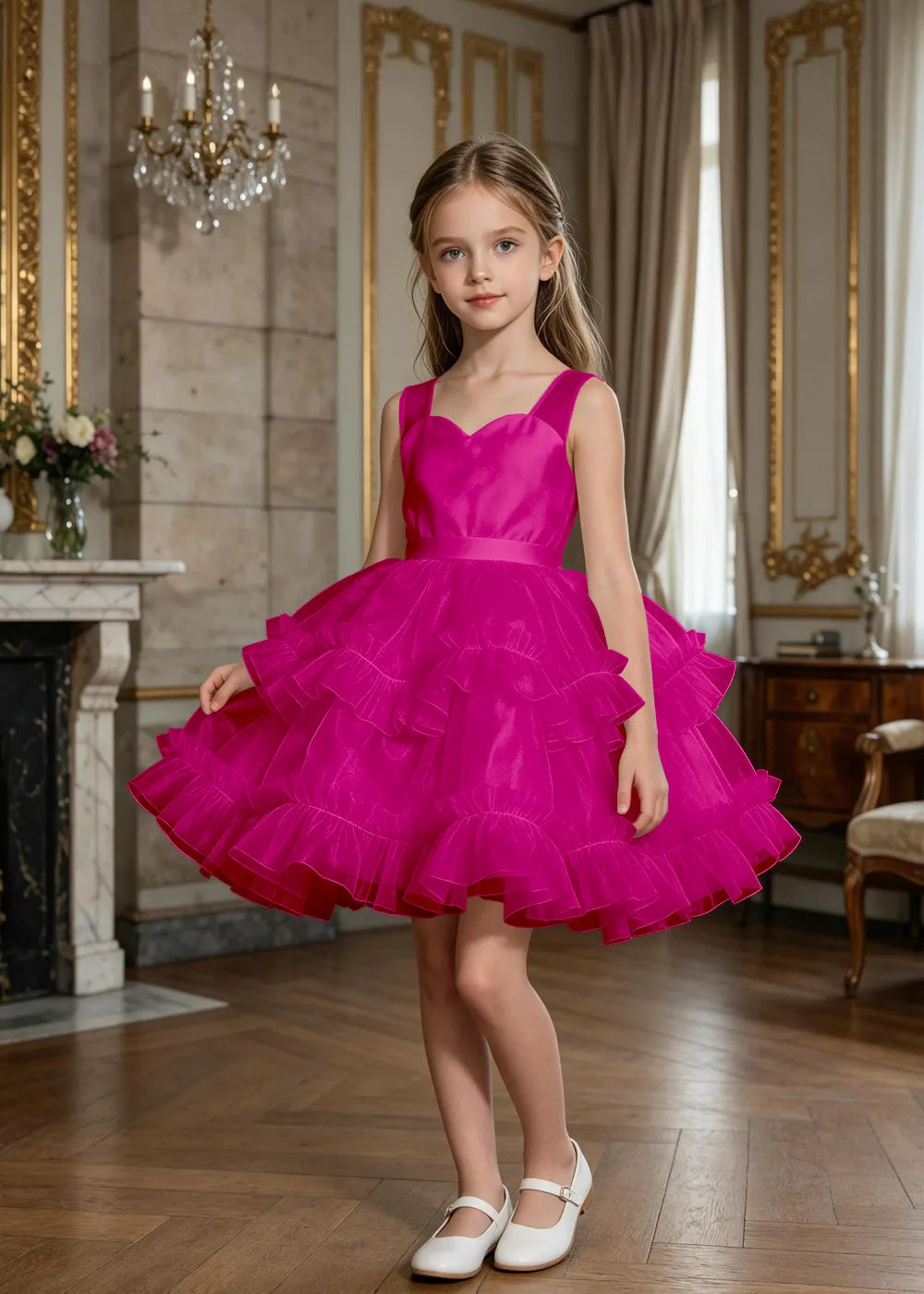 Sweetheart Tiered Ruffle Flower Girl Dress