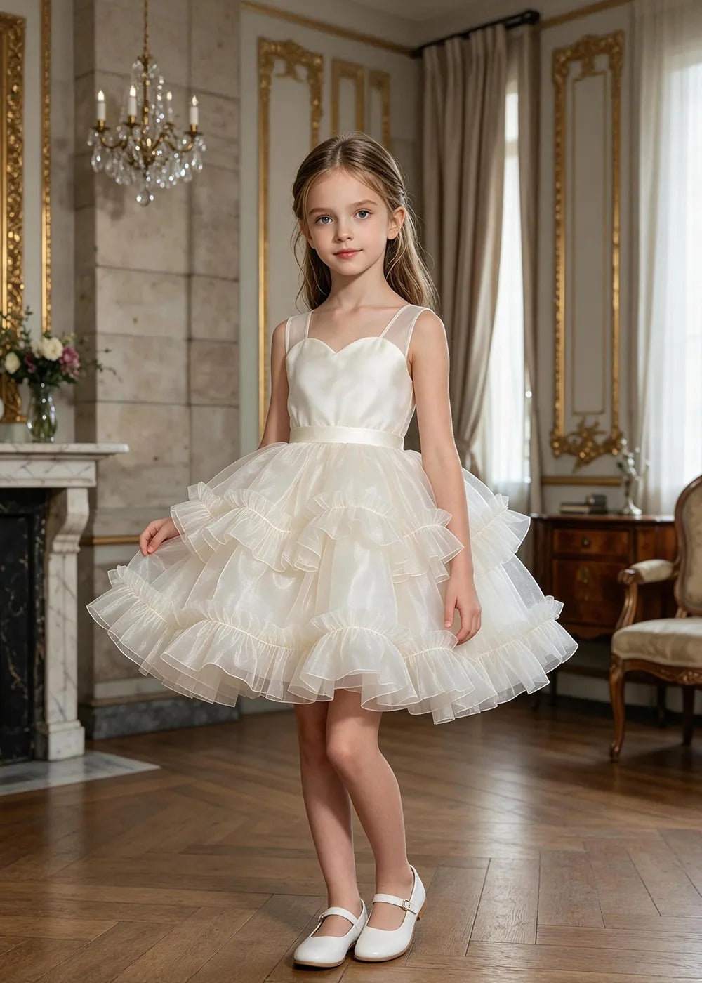 Sweetheart Tiered Ruffle Flower Girl Dress