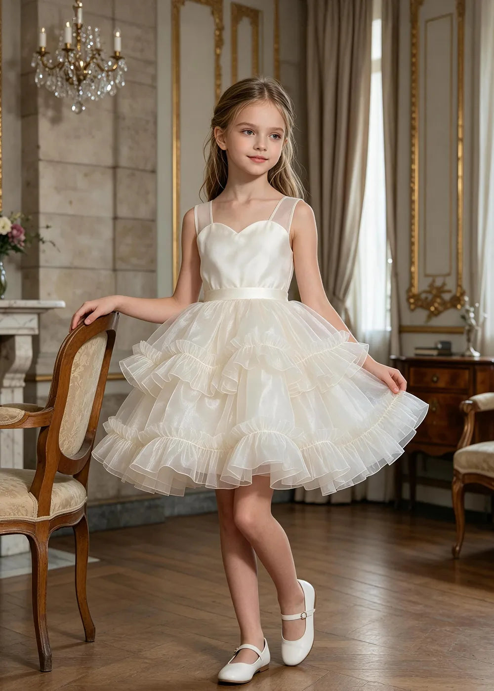 Sweetheart Tiered Ruffle Flower Girl Dress