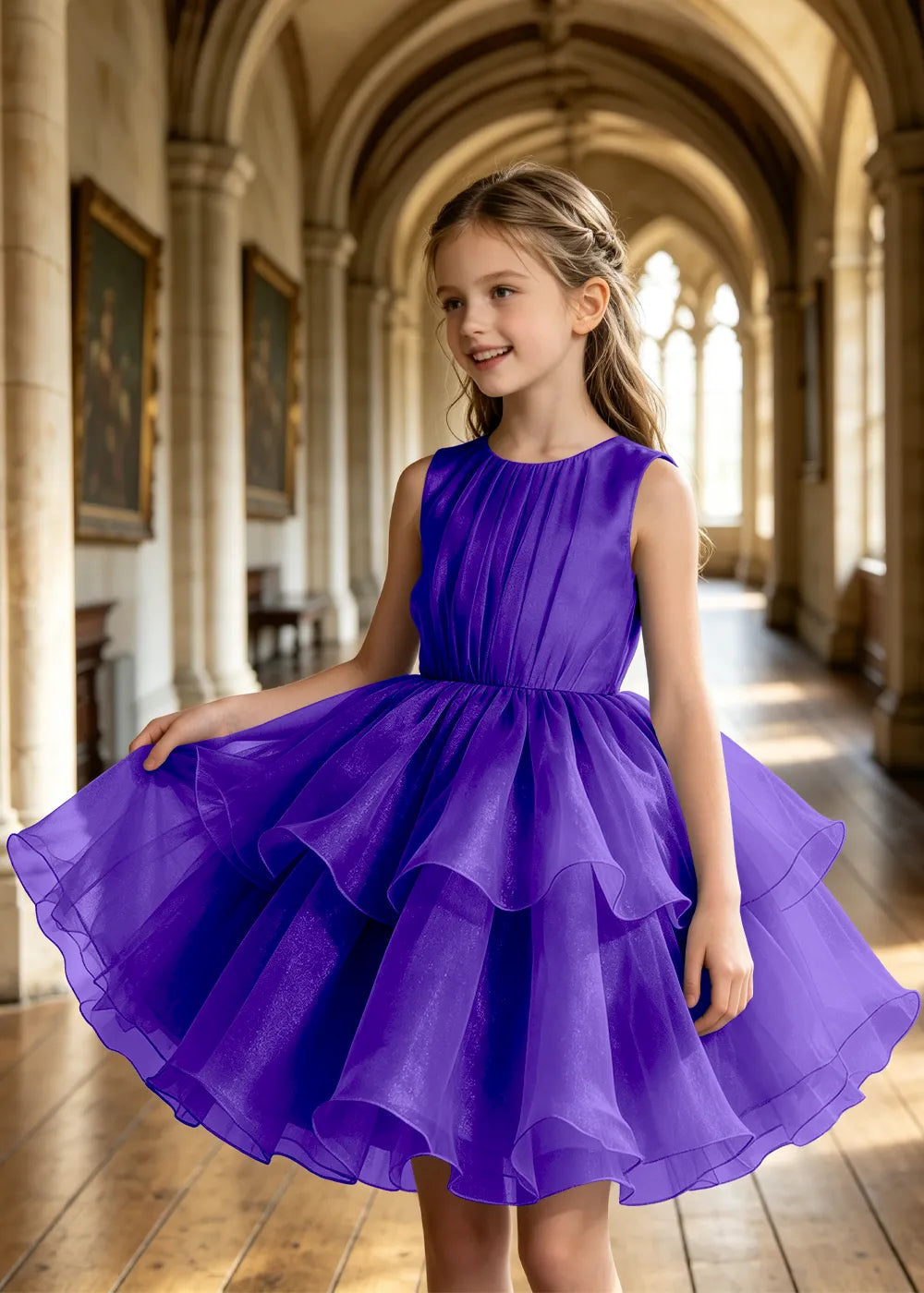 Girls Tiered Organza Special Occasion Dress