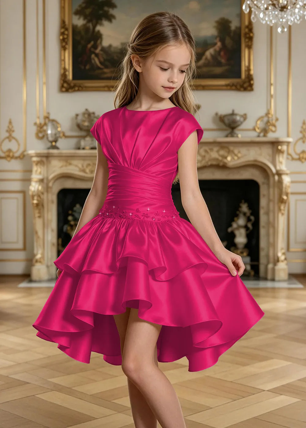 Rosamund Asymmetric Ruffle Junior Formal Dress