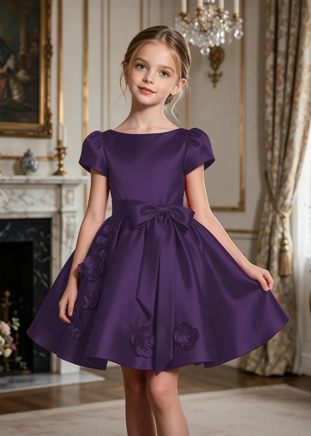 Scarlett Bow Satin Party Dress for Girls