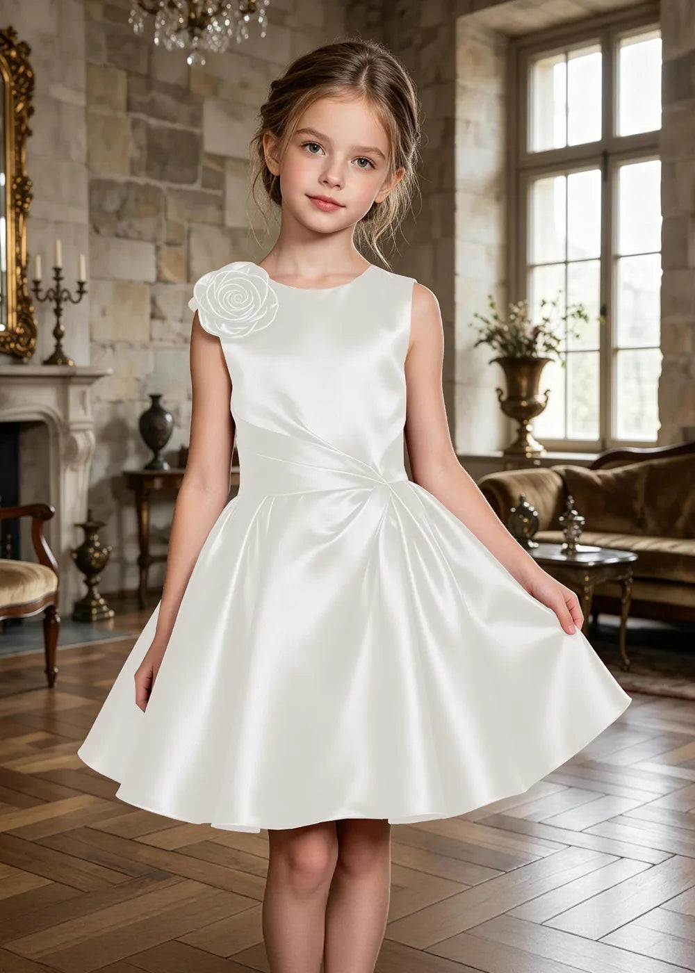 Aurelia Sculpted Rose Satin Party Dress