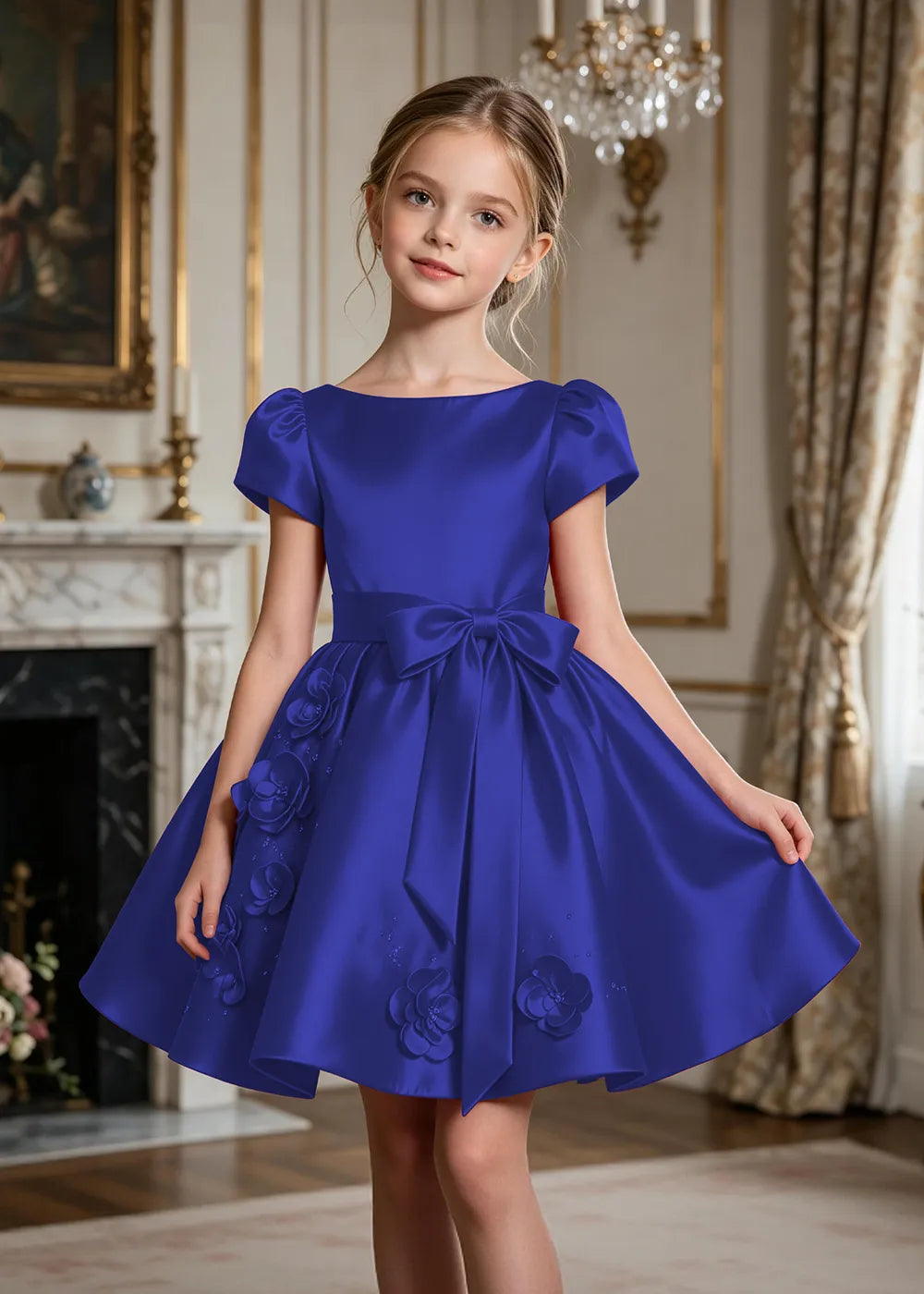 Scarlett Bow Satin Party Dress for Girls