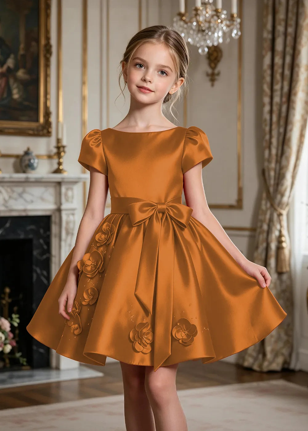 Scarlett Bow Satin Party Dress for Girls