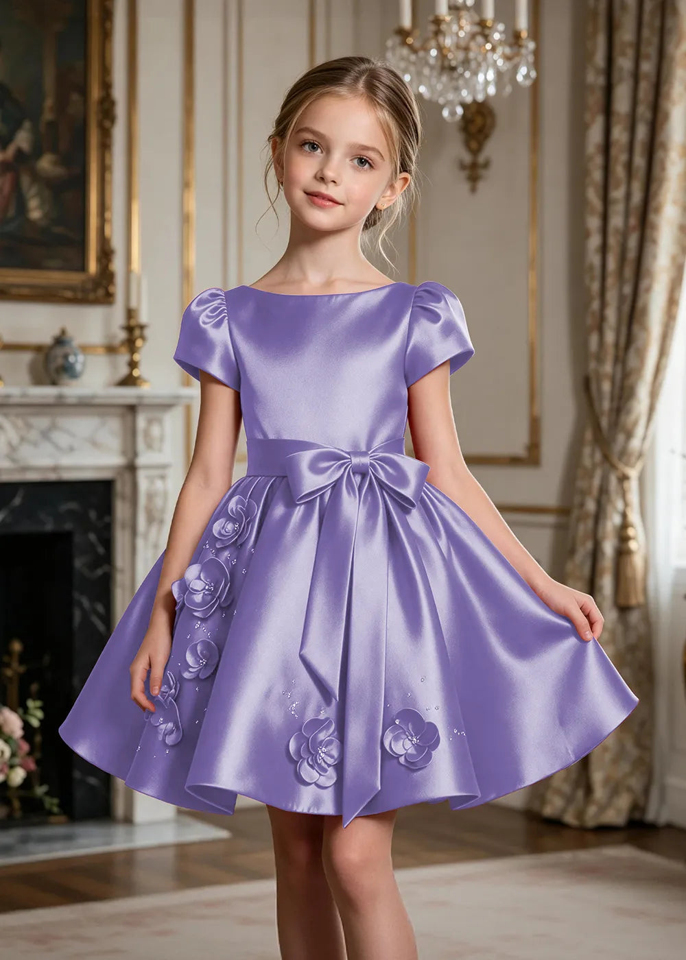 Scarlett Bow Satin Party Dress for Girls